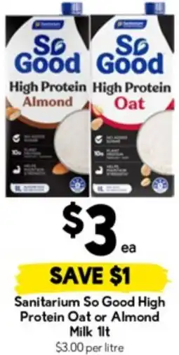 Drakes Sanitarium So Good High Protein Oat or Almond Milk offer