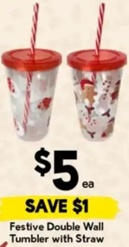 Drakes Festive Double Wall Tumbler with Straw offer