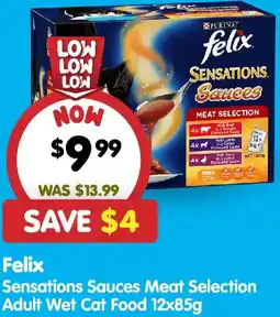 PetO Felix Sensations Sauces Meat Selection Adult Wet Cat Food offer