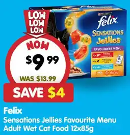 PetO Felix Sensations Jellies Favourite Menu Adult Wet Cat Food offer