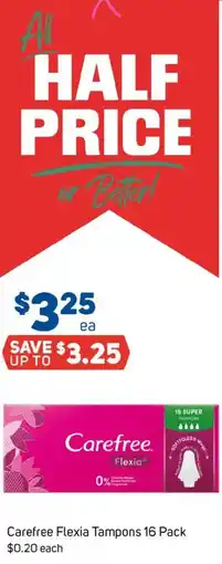 Foodland Carefree flexia tampons offer