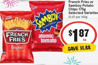 IGA French Fries Or Samboy Potato Chips 175g offer