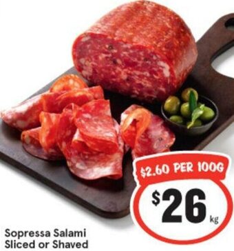 IGA Sopressa Salami Sliced Or Shaved offer