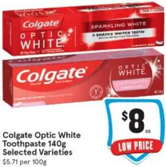 IGA Colgate Optic White Toothpaste 140g offer