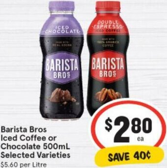 IGA Barista Bros Iced Coffee Or Chocolate 500ml offer