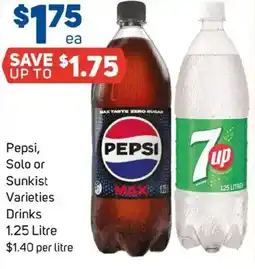 Foodland Pepsi, solo or sunkist varieties drinks offer
