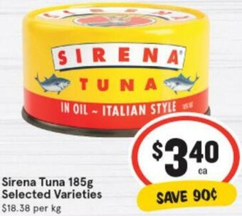 IGA Sirena Tuna 185g offer