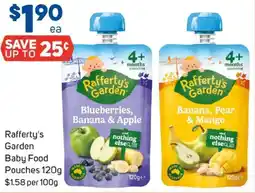 Foodland Rafferty's garden baby food pouches offer