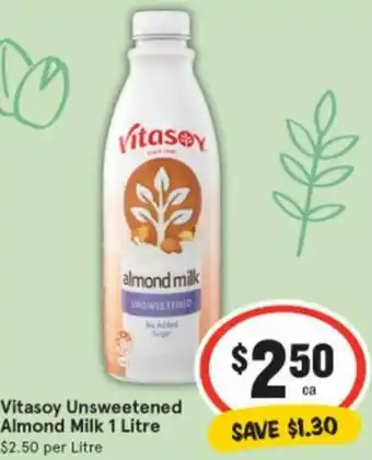 IGA Vitasoy Unsweetened Almond Milk 1 Litre offer
