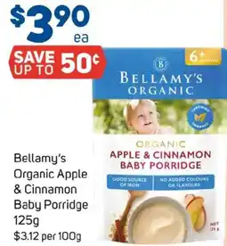 Foodland Bellamy's organic apple & cinnamon baby porridge offer