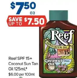 Foodland Reef spf 15+ coconut sun tan oil offer