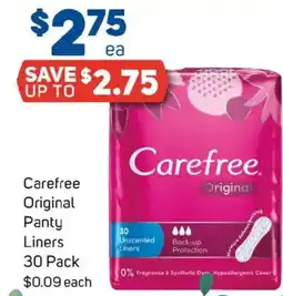 Foodland Carefree original panty liners offer