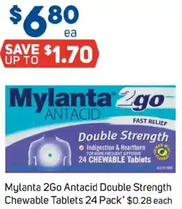 Foodland Mylanta 2go antacid double strength chewable tablets offer