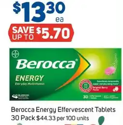 Foodland Berocca energy effervescent tablets offer