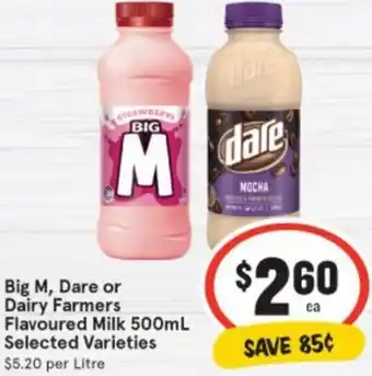 Big M, Dare Or Dairy Farmers Flavoured Milk 500ml