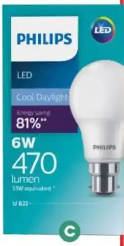 Foodland philips globe led bayonet caps or edison screw offer