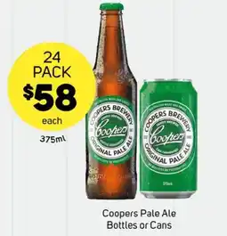 Foodland Coopers pale ale bottles or cans offer