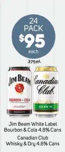 Foodland Jim Beam White Label Bourbon & Cola 4.8% Cans offer