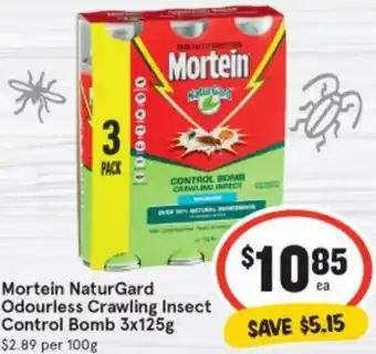 IGA Mortein NaturGard Odourless Crawling Insect Control Bomb 3x125g offer
