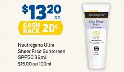 Foodland Neutrogena ultra sheer face sunscreen spf50 offer