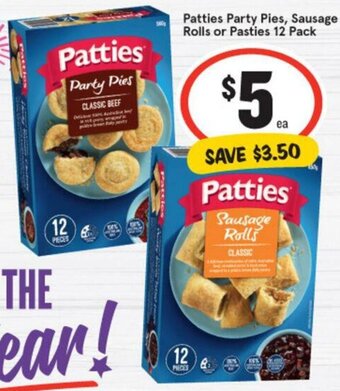 IGA Patties Party Pies, Sausage Rolls Or Pasties offer