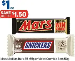 Foodland Mars Medium Bars or Violet Crumble Bars offer