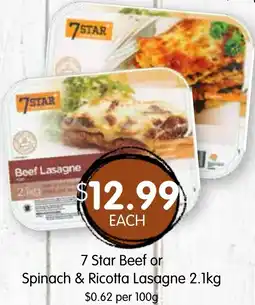 Spudshed 7 Star Beef or Spinach & Ricotta Lasagne offer