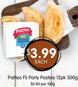 Spudshed Patties FS Party Pasties 12pk offer