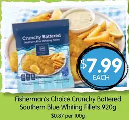 Spudshed Fisherman's Choice Crunchy Battered Southern Blue Whiting Fillets offer