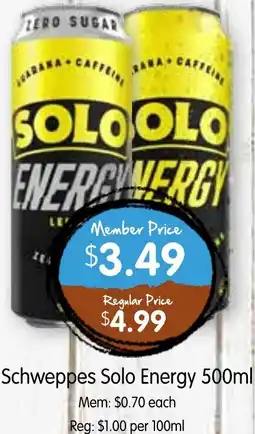 Spudshed Schweppes Solo Energy offer