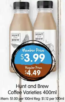 Spudshed Hunt and Brew Coffee Varieties offer