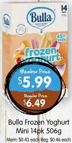 Spudshed Bulla Frozen Yoghurt Mini offer