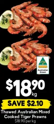 Drakes Thawed Australian Mixed Cooked Tiger Prawns offer