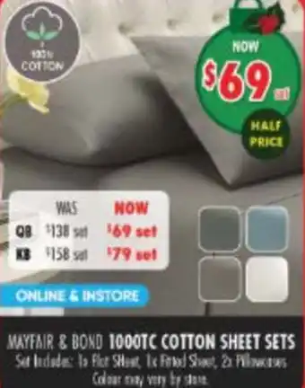 Mayfair & bond 1000tc cotton sheet sets