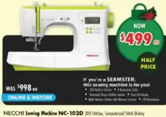 Lincraft NECCHI Sewing Machine offer