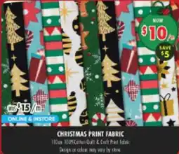 Lincraft Christmas print fabric offer