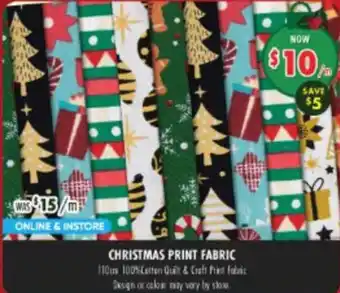 Lincraft Christmas print fabric offer