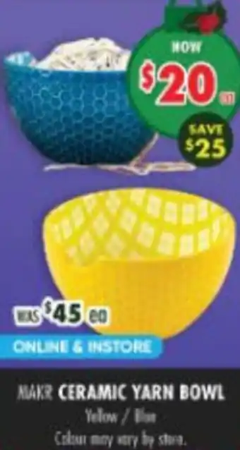 Lincraft Makr ceramic yarn bowl offer