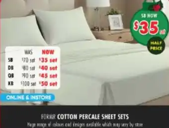 Formr cotton percale sheet sets