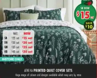 Lincraft Athena printed quilt cover sets offer