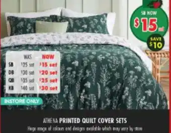 Lincraft Athena printed quilt cover sets offer