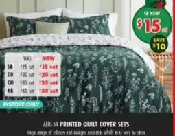 Lincraft Athena printed quilt cover sets offer