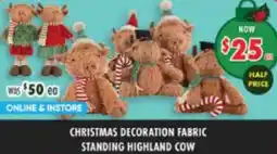 Lincraft Christmas decoration fabric standing highland cow offer