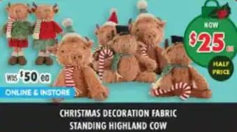 Lincraft Christmas decoration fabric standing highland cow offer