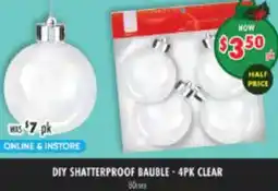 Lincraft Diy shatterproof bauble offer