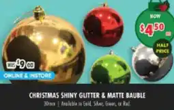 Lincraft Christmas shiny glitter & matte bauble offer