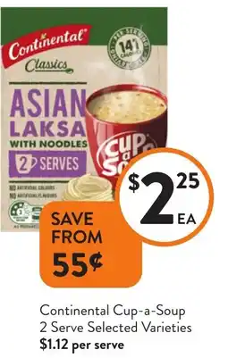 Foodworks Continental Cup-a-Soup 2 Serve Selected Varieties offer