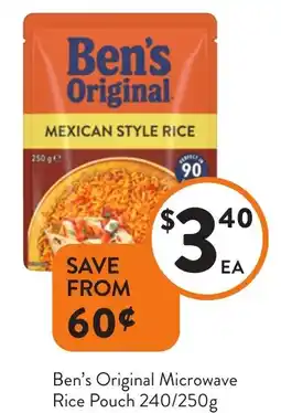 Foodworks Ben's Original Microwave Rice Pouch offer