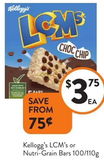 Foodworks Kellogg's LCM's or Nutri-Grain Bars offer