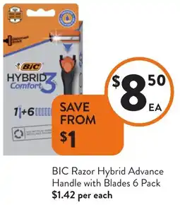 Foodworks BIC Razor Hybrid Advance Handle with Blades offer